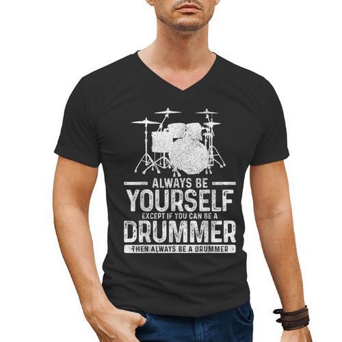 Drummer Drum Kit Saying Drummer Men's V-Neck T-Shirt - Downbeat Supply