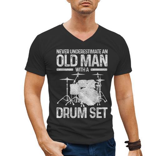 Drummer Drum Kit Vintage Drummer Men's V-Neck T-Shirt - Downbeat Supply