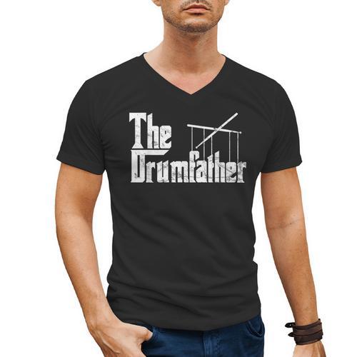 Drummer Humor The Drumfather Drum Kit Men's V-Neck T-Shirt - Downbeat Supply