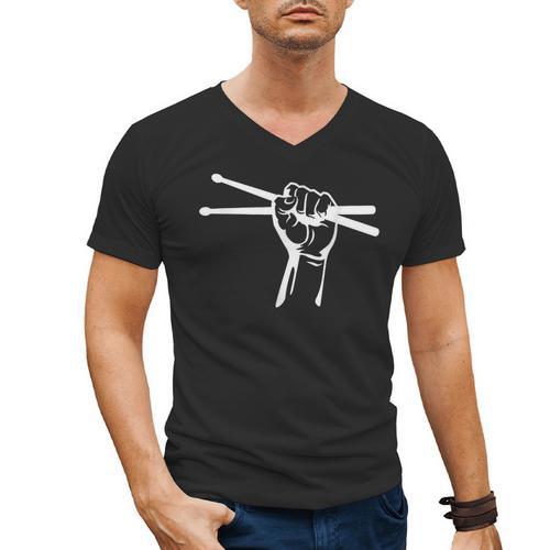 Drumsticks Hand Drum Kit Drummer Men's V-Neck T-Shirt - Downbeat Supply
