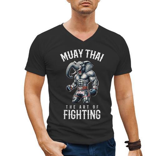 Elephant Muay Thai Kickboxing And Elephant Thai Boxing Men's V-Neck T-Shirt - Nak Muay Co.