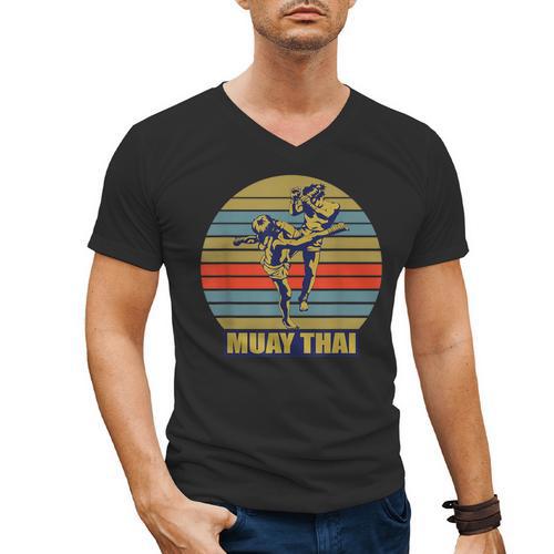 Great Muay Thai Kickboxing Martial Artist Thailand Men's V-Neck T-Shirt - Nak Muay Co.