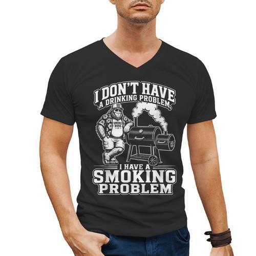 I'm Just A Drinker With A Smoking Problem Grilling BBQ Dad Men's V-Neck T-Shirt - BBQ Dad Merch