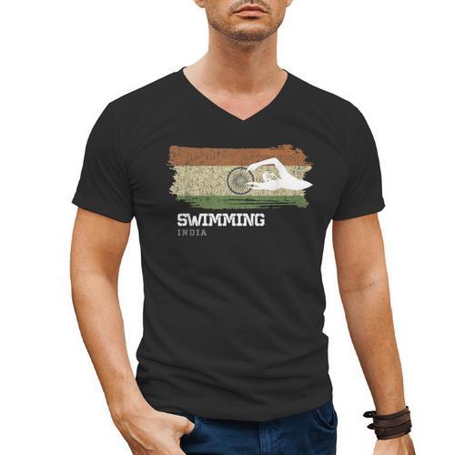 India Swimming Swimmer Water Sports Swimming Men's V-Neck T-Shirt - SwimGear Co
