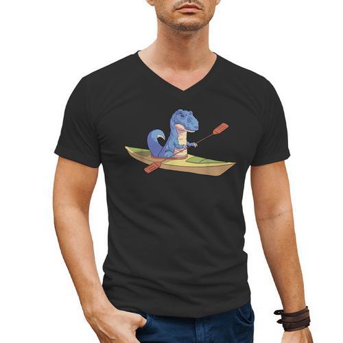 Kayak T Rex Dinosaur Canoe Shirt Kayak For Children Men's V-Neck T-Shirt - Paddle Life