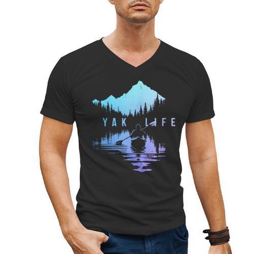 Kayak Kayak Vintage Mountains Canoe Kayak Men's V-Neck T-Shirt - Paddle Life