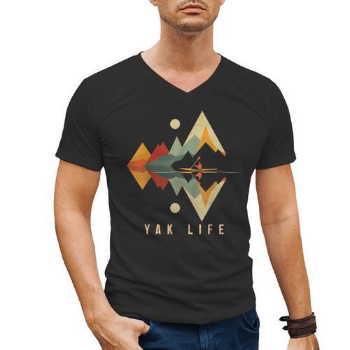 Kayak Vintage Retro Mountains Canoe Kayak Kayak Kayak Men's V-Neck T-Shirt - Paddle Life