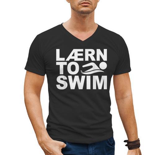 Learn To Swim Swimming Graphic Men's V-Neck T-Shirt - SwimGear Co