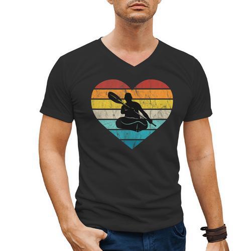 I Love Canoeing Water Sports Canoe Tour Paddling Canadian Men's V-Neck T-Shirt - Paddle Life