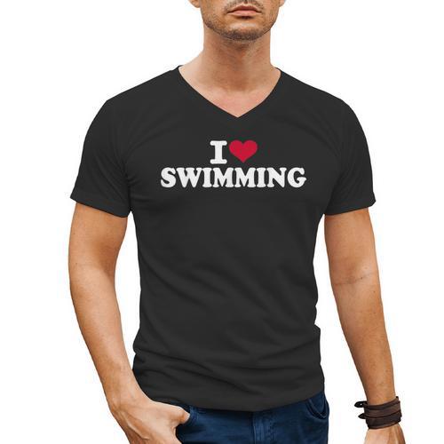 I Love Swimming Men's V-Neck T-Shirt - SwimGear Co