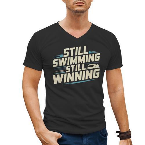 Masters Swimmer Still Swimming Competing Winning Adult Men's V-Neck T-Shirt - SwimGear Co