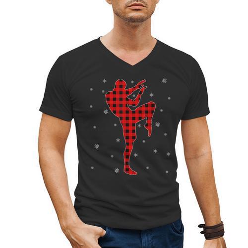 Matching Muay Thai Martial Arts Christmas Pajama Men's V-Neck T-Shirt - Nak Muay Co.