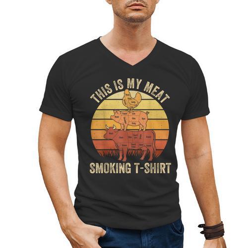 This Is My Meat Smoking Tee BBQ Dad Barbeque Smoker Men's V-Neck T-Shirt - BBQ Dad Merch