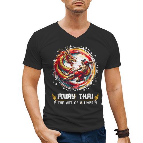 MMA Thai Boxing Art Of Eight Limbs Combat Muay Thai Men's V-Neck T-Shirt - Nak Muay Co.