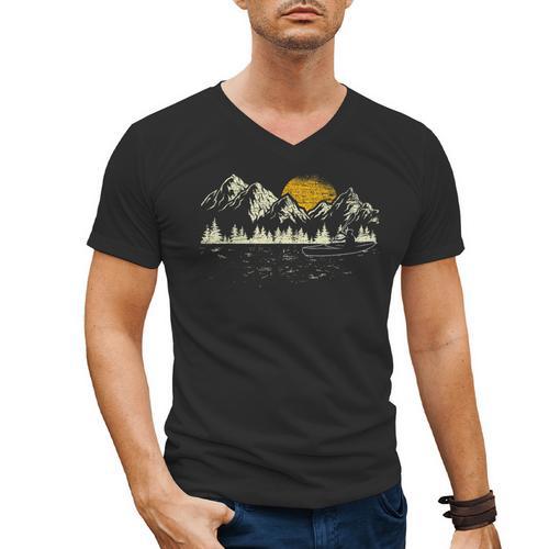 Mountain Kayaking Nature Water Sports Kayaker Canoeing Kayak Men's V-Neck T-Shirt - Paddle Life