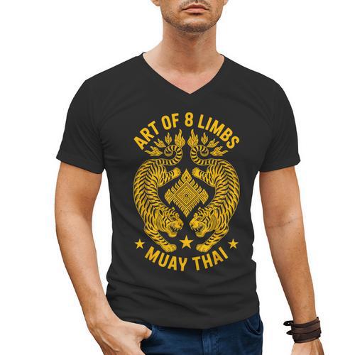 Muay Thai Art Of 8 Limbs Thai Boxing Men's V-Neck T-Shirt - Nak Muay Co.