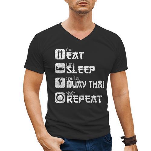 Muay Thai Boxing Thai Boxer Thai Kickboxing Men's V-Neck T-Shirt - Nak Muay Co.