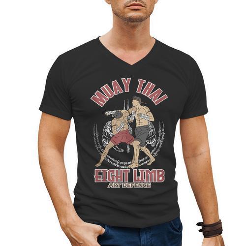 Muay Thai Eight Limb Art Defence Men's V-Neck T-Shirt - Nak Muay Co.