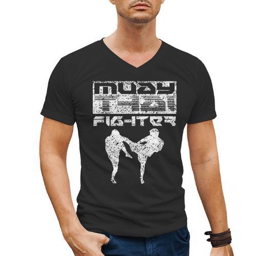 Muay Thai Fighter Boxing Martial Arts Men's V-Neck T-Shirt - Nak Muay Co.