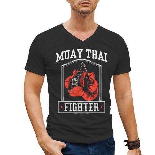 Muay Thai Fighter Hobby Boxing Martial Arts Men's V-Neck T-Shirt - Nak Muay Co.