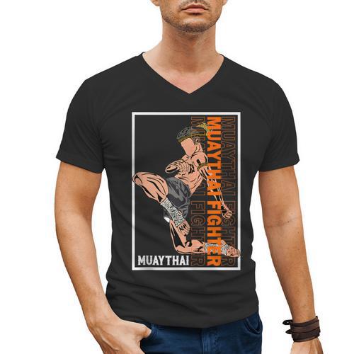 Muay Thai Fighter Men's V-Neck T-Shirt - Nak Muay Co.