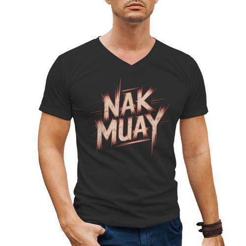 Muay Thai Fighter Nak Identity Training Practitioner Proud Men's V-Neck T-Shirt - Nak Muay Co.