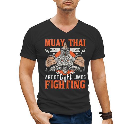 Muay Thai Fighting MMA Thai Boxing Mixed Martial Arts Men's V-Neck T-Shirt - Nak Muay Co.