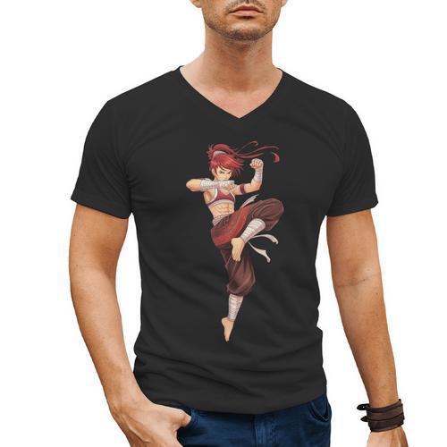 Muay Thai Girl Anime Japan Thaiboxer Kickboxing Muay Thai Men's V-Neck T-Shirt - Nak Muay Co.