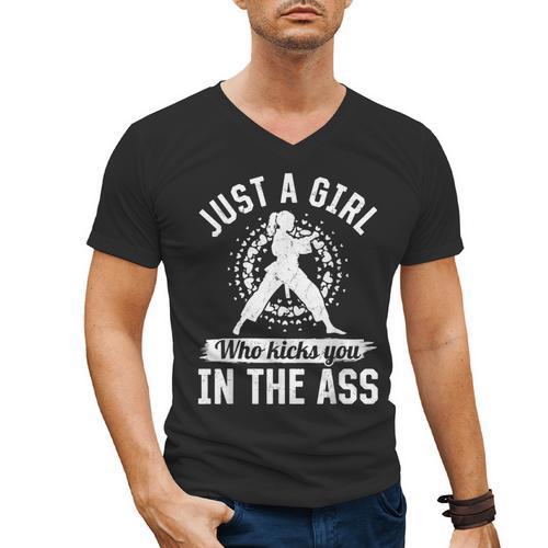 Muay Thai Girls Just a Girl Who Kicks You In The Ass Men's V-Neck T-Shirt - Nak Muay Co.