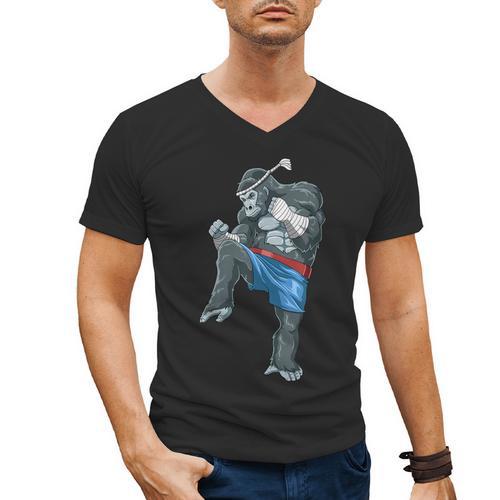 Muay Thai Gorilla Thai Boxing Men's V-Neck T-Shirt - Nak Muay Co.