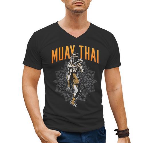 Muay Thai Hobby Martial Arts Fighter Boxing Men's V-Neck T-Shirt - Nak Muay Co.