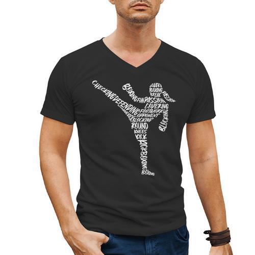 Muay Thai Martial Arts Typography Kickboxer Girls Kickboxing Men's V-Neck T-Shirt - Nak Muay Co.