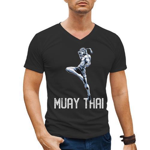 Muay Thai Tiger Nak Muay Kickboxing Men's V-Neck T-Shirt - Nak Muay Co.
