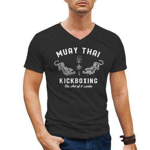 Muay Thai Twin Tigers MMA Warrior Fight Shirt Men's V-Neck T-Shirt - Nak Muay Co.