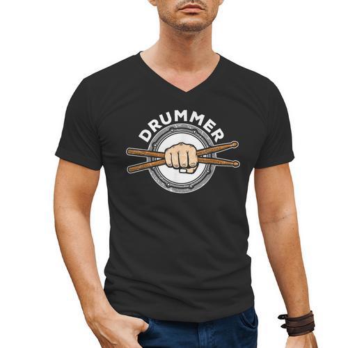 Percussion Drum Sticks Drummer Quote Drum Kit T-Shirt Men's V-Neck T-Shirt - Downbeat Supply