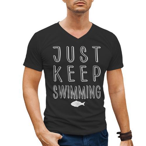 Pretty Fish Just Keep Swimming Men's V-Neck T-Shirt - SwimGear Co