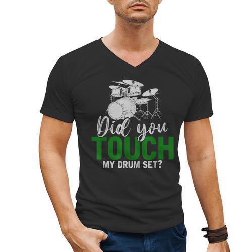 Rock Musical Instrument Band Drummer Drum Kit Men's V-Neck T-Shirt - Downbeat Supply
