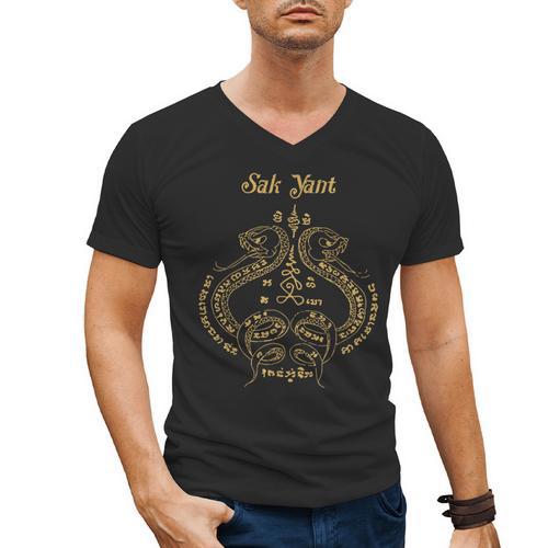 Sak Yant Sak Yant Tattoo Sak Yant Muay Thai Sak Yant T-Shirt Men's V-Neck T-Shirt - Nak Muay Co.