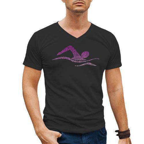 Silhouette Icon Swimmer Stuff Girls Swimming Men's V-Neck T-Shirt - SwimGear Co