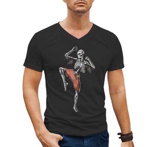 Skeleton Muay Thai Boxing Karate Kickboxing Martial Arts Men's V-Neck T-Shirt - Nak Muay Co.
