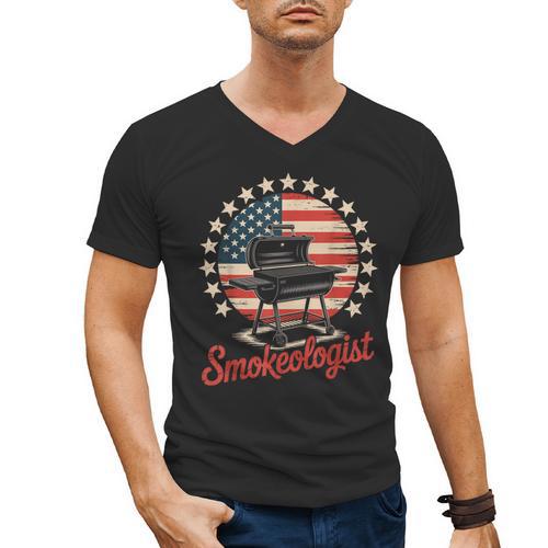 Smokeologist Grilling BBQ Dad Men's V-Neck T-Shirt - BBQ Dad Merch
