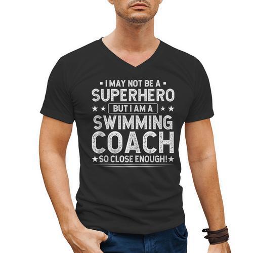 Superhero Swimming Coach Swimming Coach Humor Men's V-Neck T-Shirt - SwimGear Co