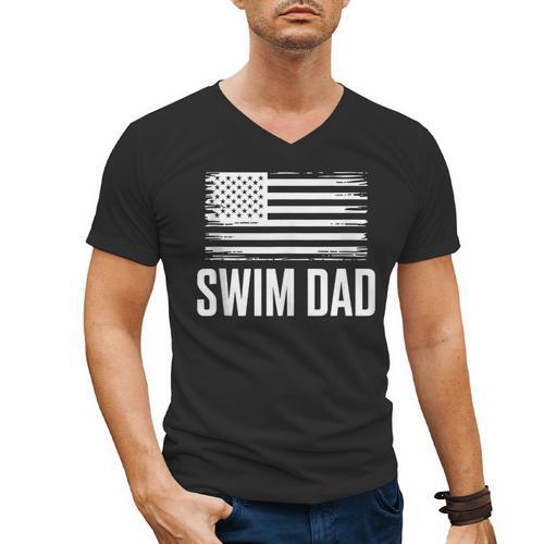 Swim Dad Art For Dad Father Men Swim Team Dad Swimming Coach Men's V-Neck T-Shirt - SwimGear Co