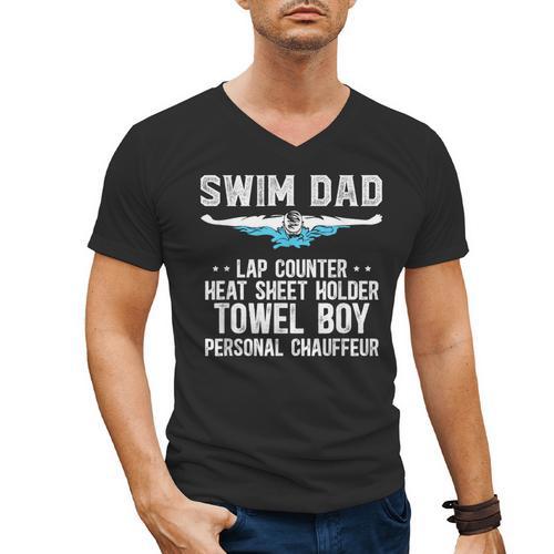 Swim Dad Definition Swimming Dad Of A Swimmer Dad Men's V-Neck T-Shirt - SwimGear Co