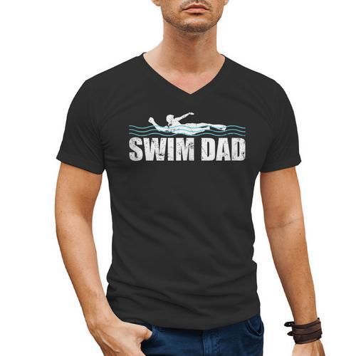 Swim Dad Support Swimming Father Sport Men's V-Neck T-Shirt - SwimGear Co