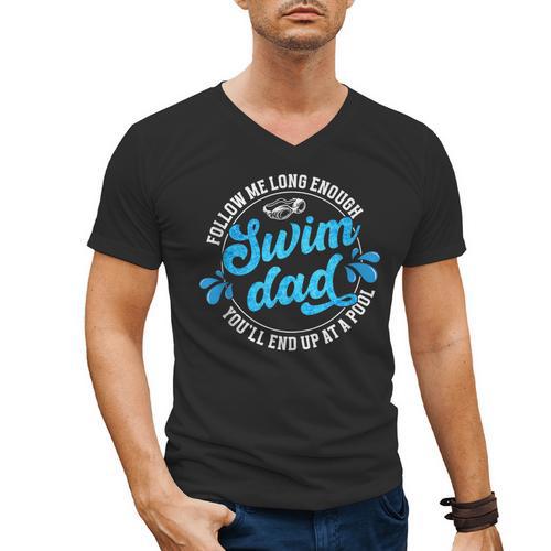 Swim Dad Dad Of A Swimmer Dad Swimming Father Men's V-Neck T-Shirt - SwimGear Co