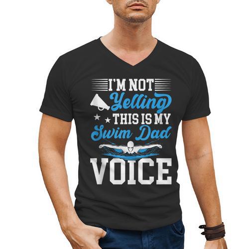 Swim Dad Voice Swimming Dad Of A Swimmer Father Men's V-Neck T-Shirt - SwimGear Co