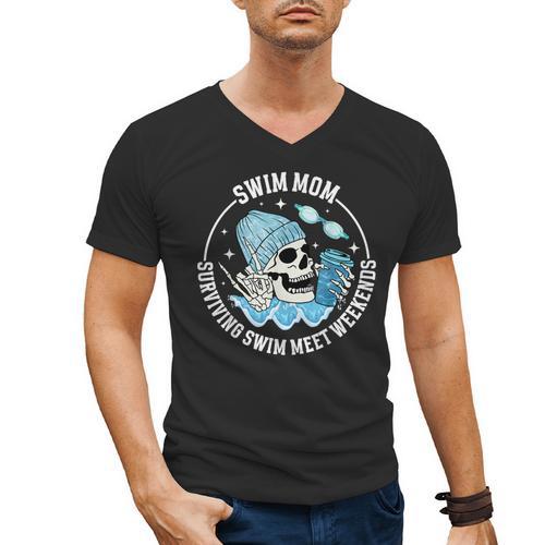 Swim Meets Swim Mom Of A Swimmer Mom Swim Mama Swimming Mom Men's V-Neck T-Shirt - SwimGear Co