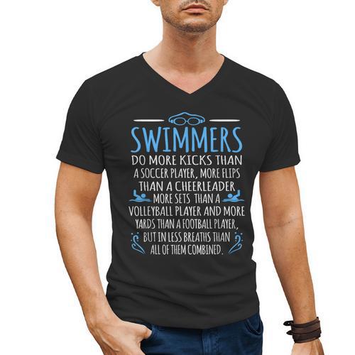 Swimmers Facts Swimming Swim Coach Men Women Graphic Small Men's V-Neck T-Shirt - SwimGear Co