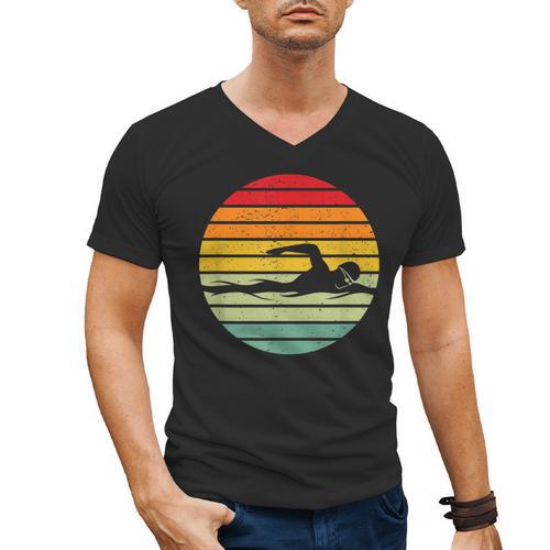 Swimming & Water Sport Vintage For Swimmers & Swim Coaches Men's V-Neck T-Shirt - SwimGear Co